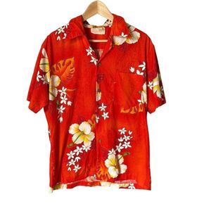 Royal Hawaiian Shirt Mens Size Large Blue Floral Short Sleeve Island Vacation